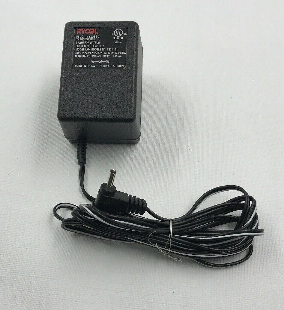 NEW Ryobi 7221101 12VDC 200mA Plug In Class 2 Power Supply Adapter
